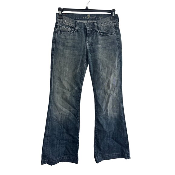 7 For All Mankind Dojo Flare Jeans Womens Size 25 Medium Wash Cotton Stretch Den - Picture 2 of 9